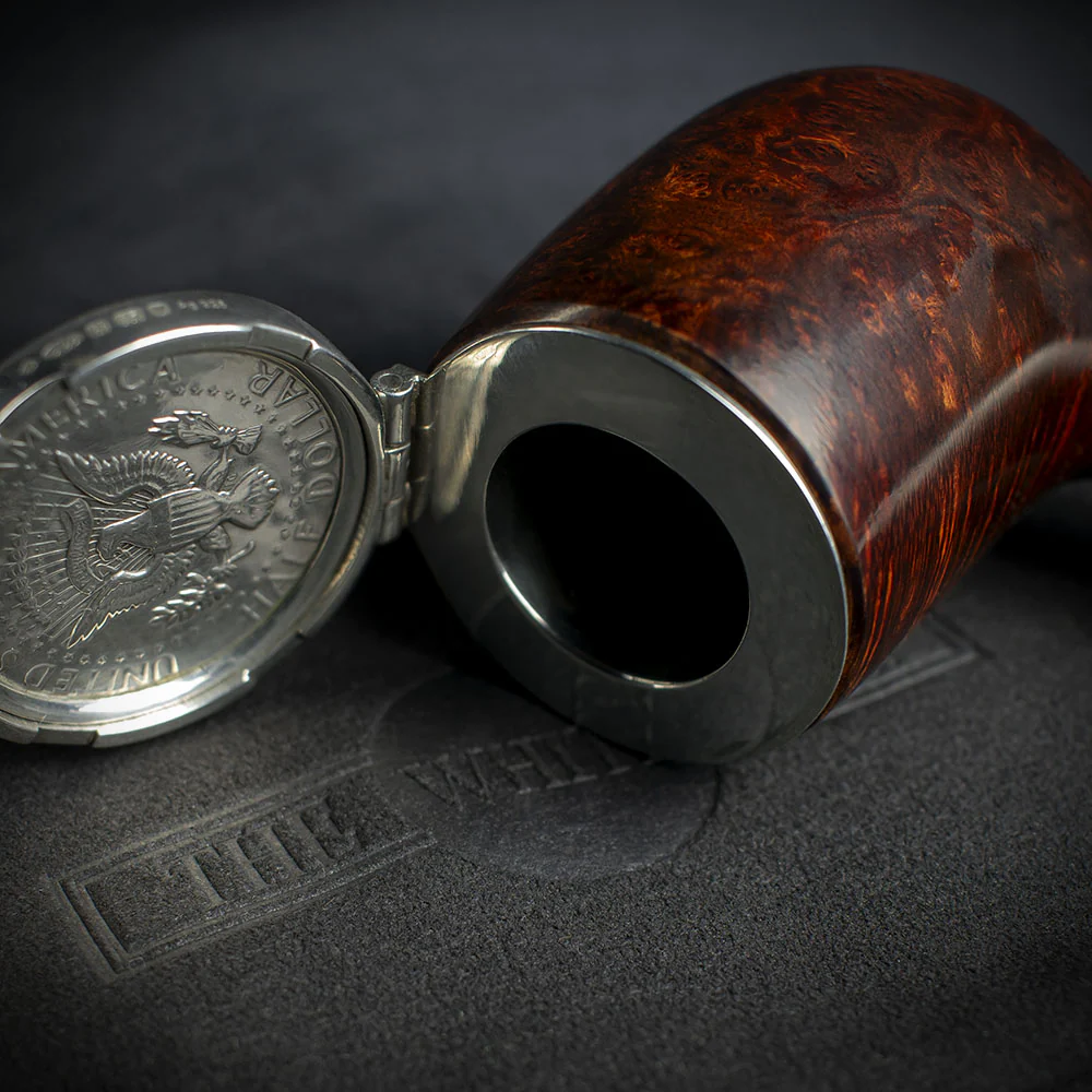Alfred Dunhill White Spot Briar Smoking Pipe with JFK Coin Silver Cap - Amber Root 5103S (Limited Edition) - Image 5